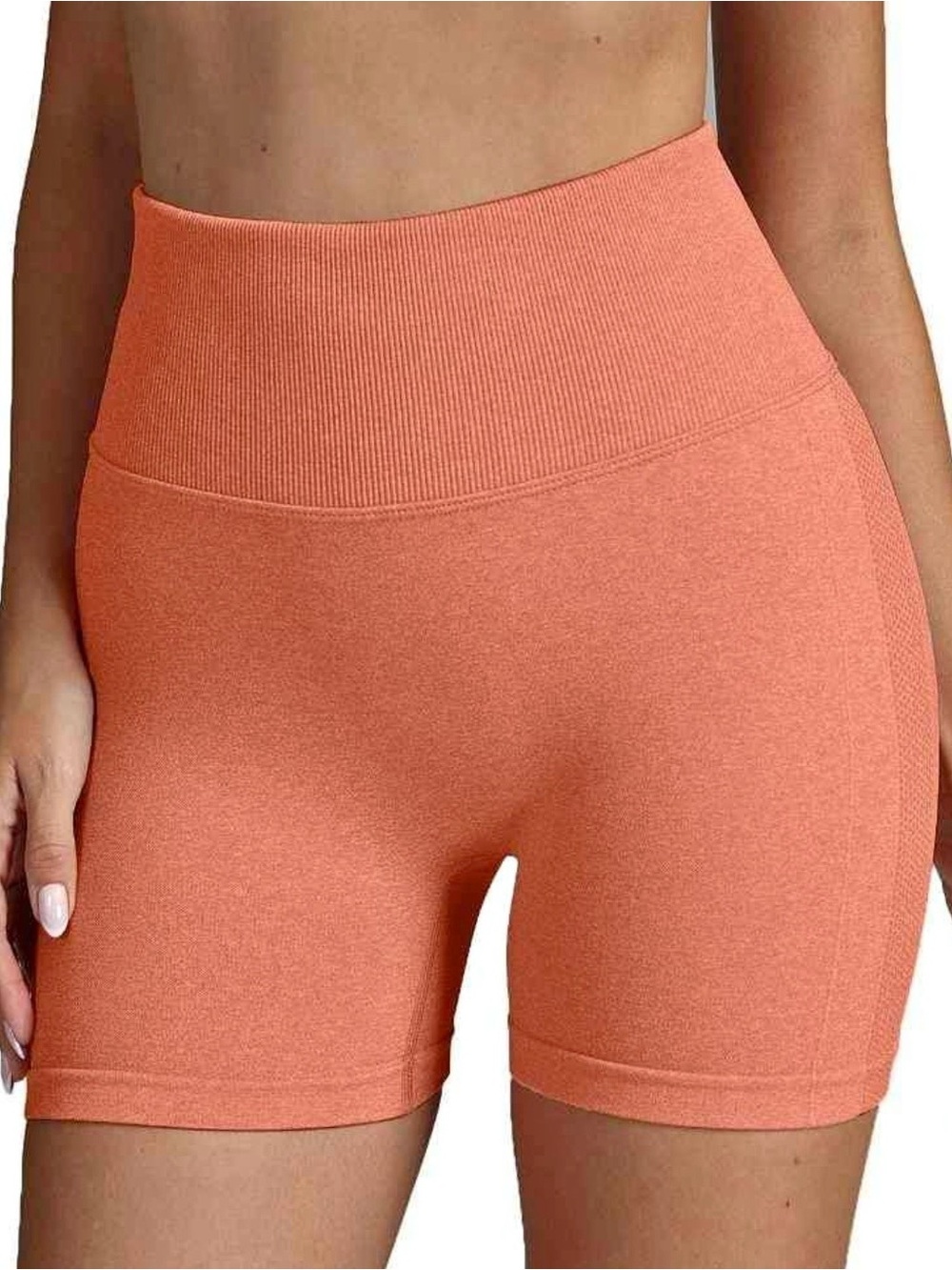 Seamless High-Waist Bike Shorts Coral Size S